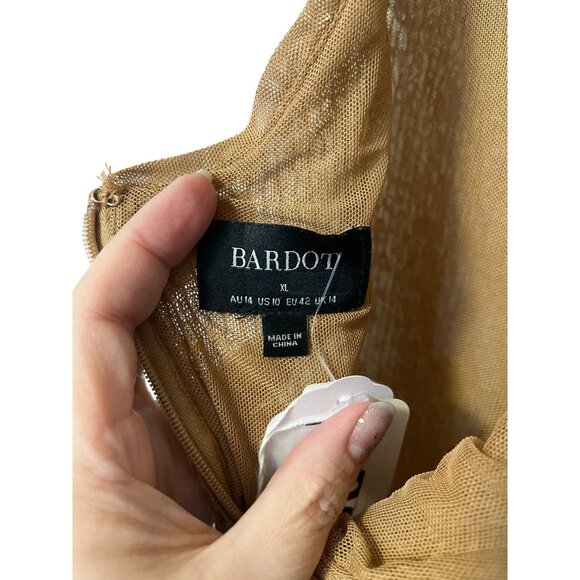 Bardot Verona Sequin Maxi Dress US Size 10 Long Sleeve Tie Back Champagne - Picture 7 of 10